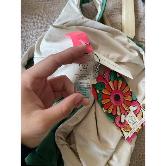 FARM RIO NWT Anthropologie High Leg Green One Piece Swimsuit Size Small - Picture 4 of 10